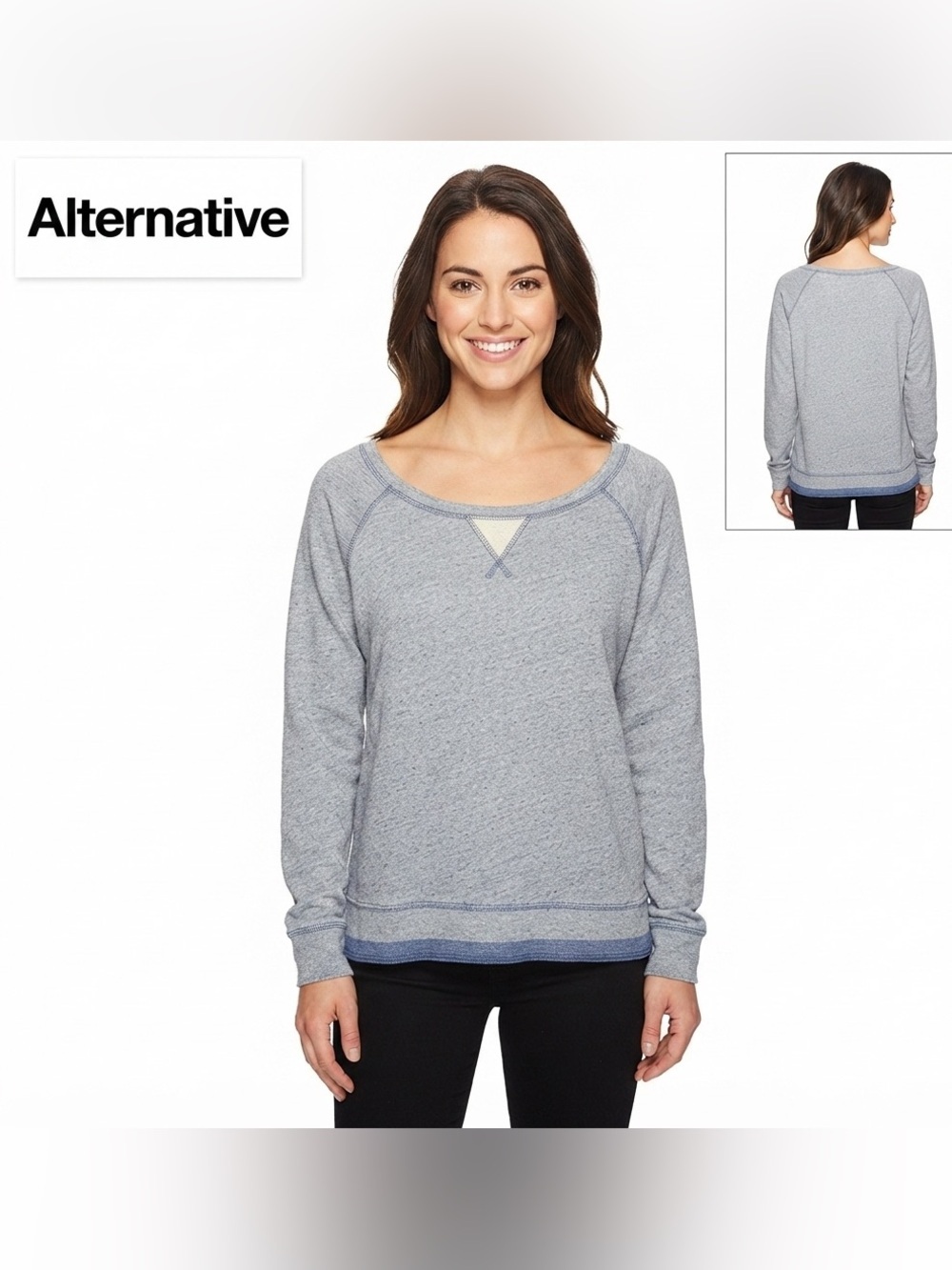 Alternative Raglan Blue/White Pullover Small
